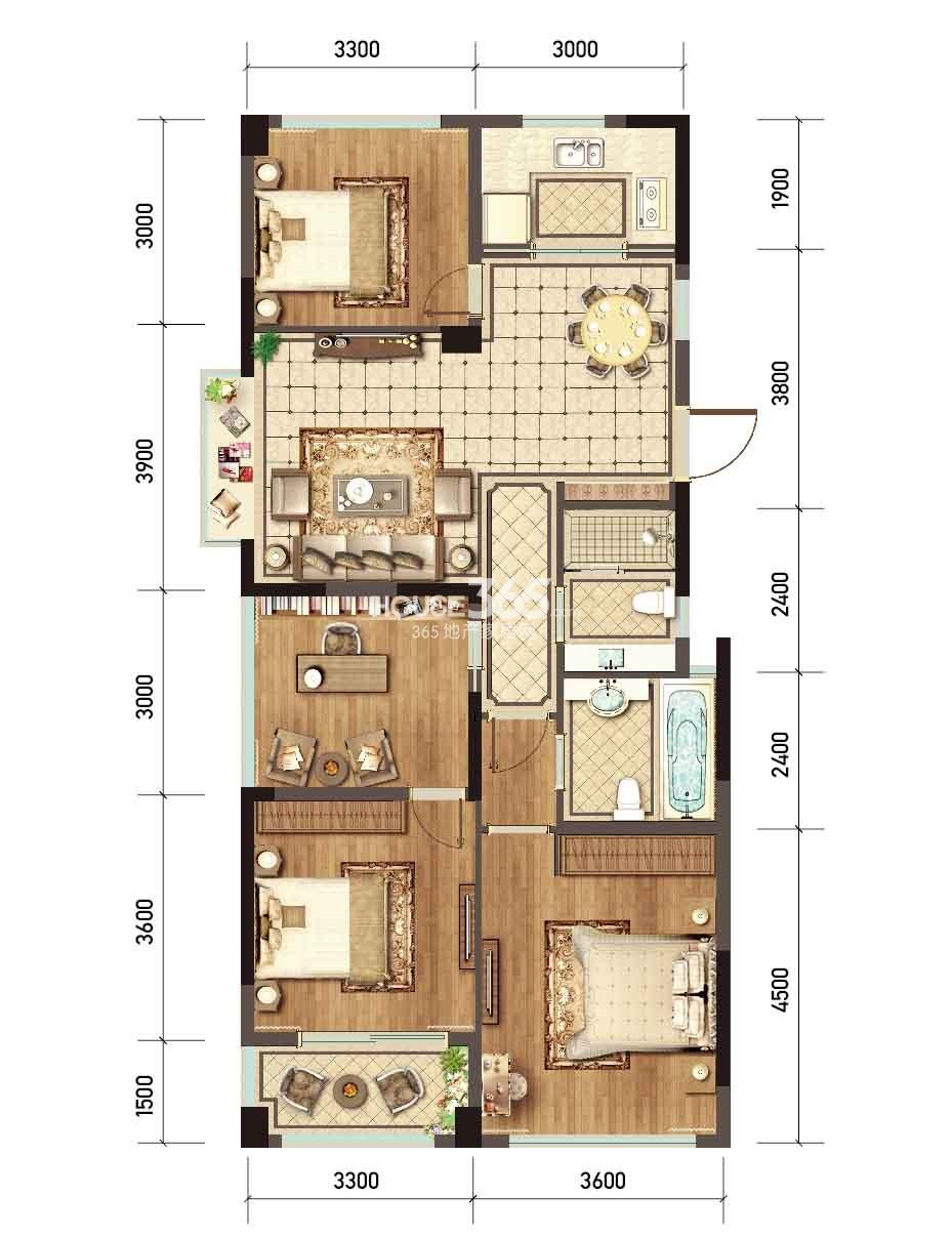 郡望府a户型 可拓展约30方